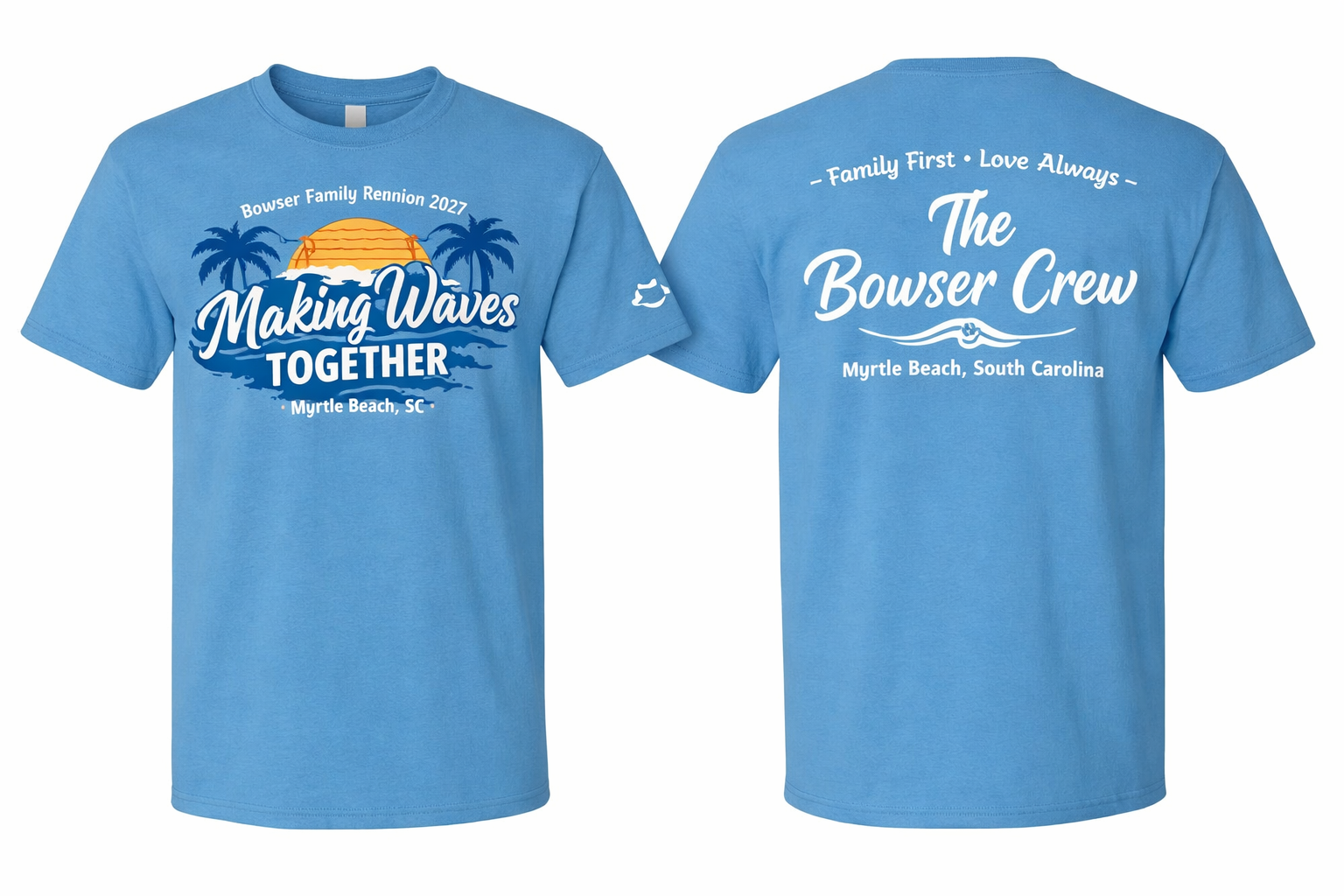 Actual Bowser Family Reunion 2027 T-shirt design, front and back